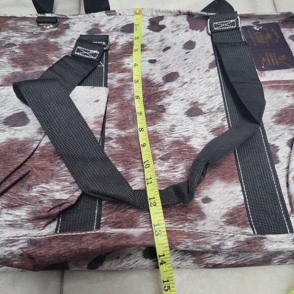 NGIL Women's White Brown Cow Print Zippered Lined Caddy Organizer Tote Bag - Picture 11 of 12